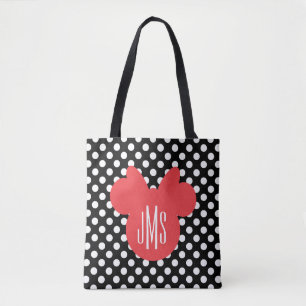 Minnie Black and White Polka Dot Monogram Tote Bag