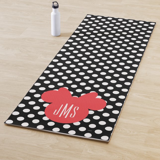Minnie | Black and White Polka Dot Monogram Yoga Mat (In Situ)