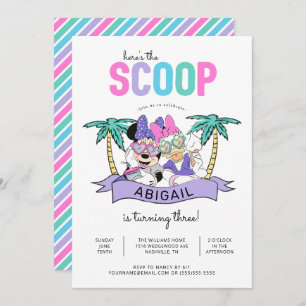 Minnie & Daisy Here's the Scoop Ice Cream Birthday Invitation