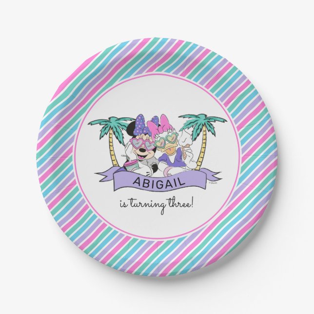 Minnie & Daisy Here's the Scoop Ice Cream Birthday Paper Plates (Front)