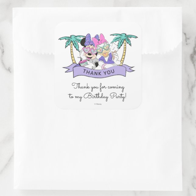 Minnie & Daisy | Ice Cream Birthday Thank You Square Sticker (Bag)