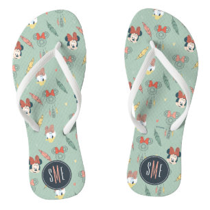 Minnie & Daisy Monogram Dream Catcher Pattern Flip Flops