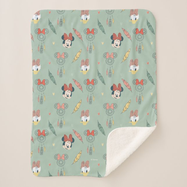 Minnie & Daisy Monogram | Dream Catcher Pattern Sherpa Blanket (Front)