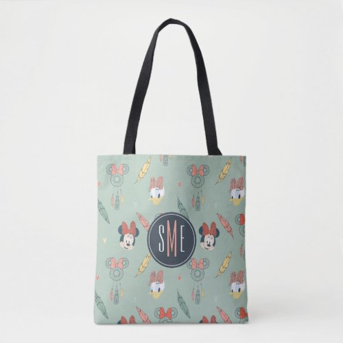 Minnie  Daisy Monogram  Dream Catcher Pattern Tote Bag