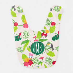 Minnie & Daisy   Tropical Pattern Monogram Baby Bib