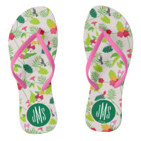 Minnie & Daisy | Tropical Pattern Monogram Flip Flops