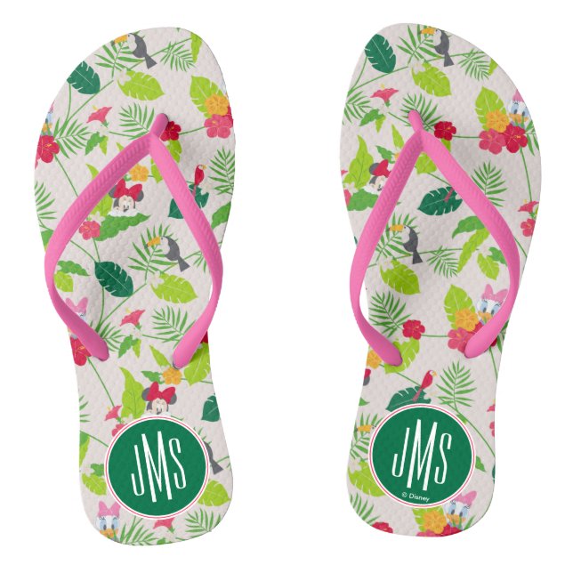 Minnie & Daisy | Tropical Pattern Monogram Flip Flops (Footbed)
