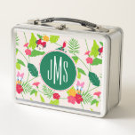 Minnie &amp; Daisy | Tropical Pattern Monogram Metal Lunch Box