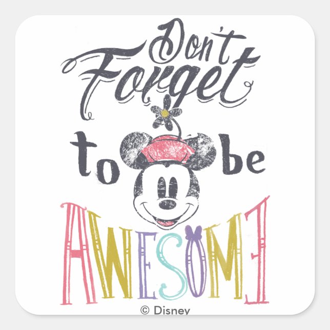 Minnie | Don't Forget To Be Awesome Square Sticker (Front)