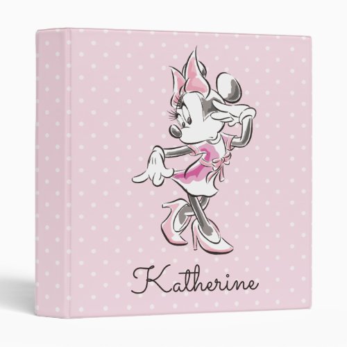 Minnie  Elegant Pose Watercolor 3 Ring Binder