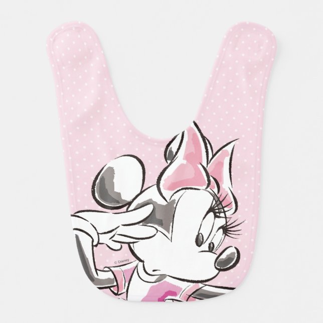 Minnie | Elegant Pose Watercolor Bib (Front)