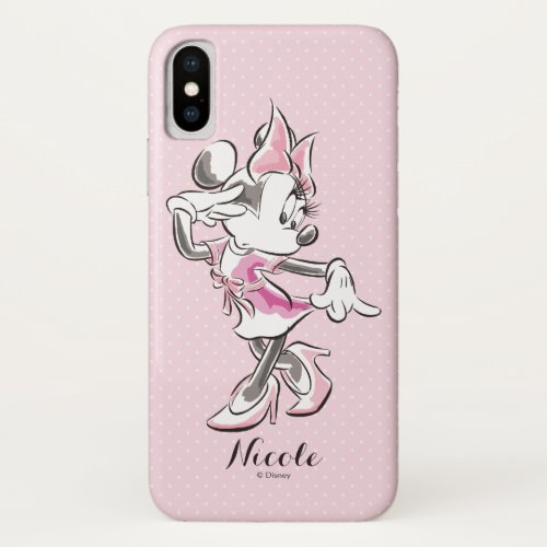 Minnie  Elegant Pose Watercolor iPhone X Case