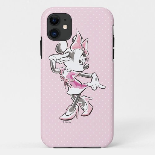 Minnie  Elegant Pose Watercolor iPhone 11 Case