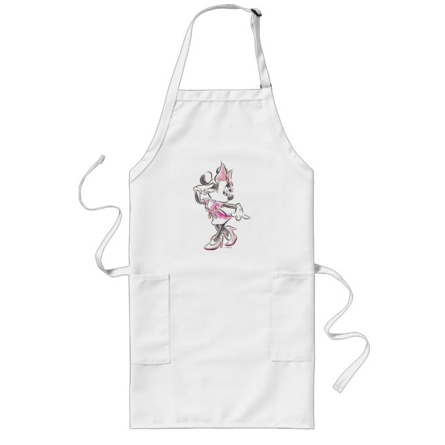 Minnie | Elegant Pose Watercolor Long Apron (Front)