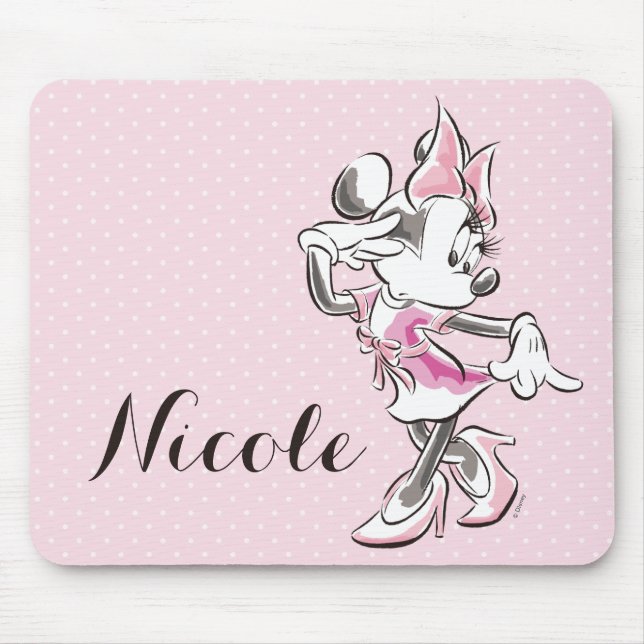 Minnie | Elegant Pose Watercolor Mouse Pad (Front)