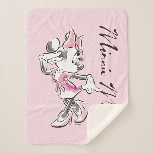 Minnie  Elegant Pose Watercolor Sherpa Blanket