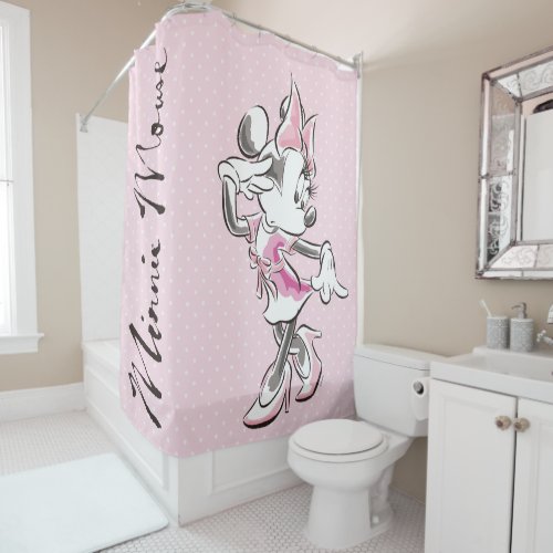 Minnie  Elegant Pose Watercolor Shower Curtain