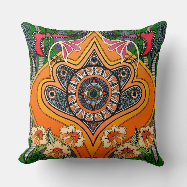 MINNIE green Throw Pillow (Front)