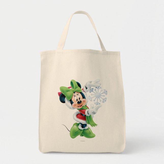 Minnie Holding Snowflake Tote Bag (Front)