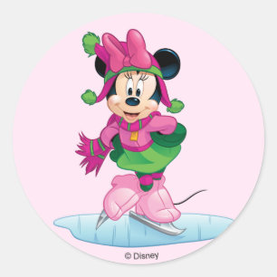 Minnie Ice Skating Classic Round Sticker