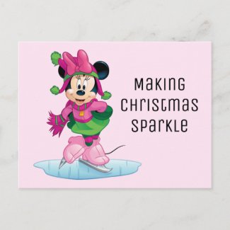 Minnie Ice Skating Holiday Postcard