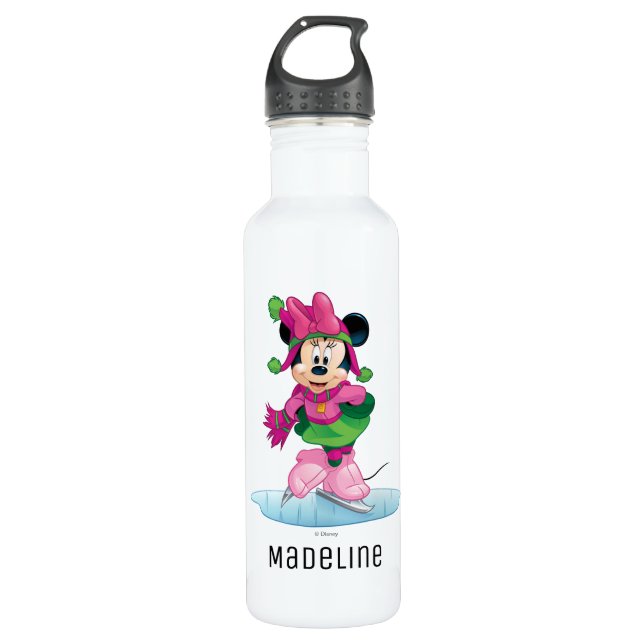 Minnie Ice Skating Stainless Steel Water Bottle (Front)