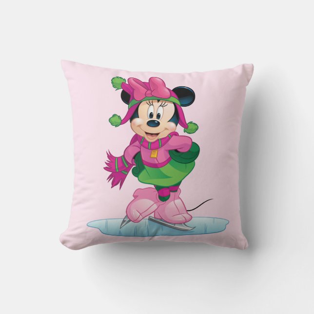 Minnie Ice Skating Throw Pillow (Front)