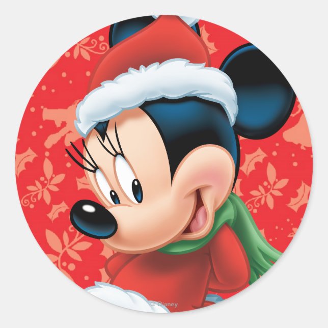 Minnie in Holiday Outfit Classic Round Sticker (Front)