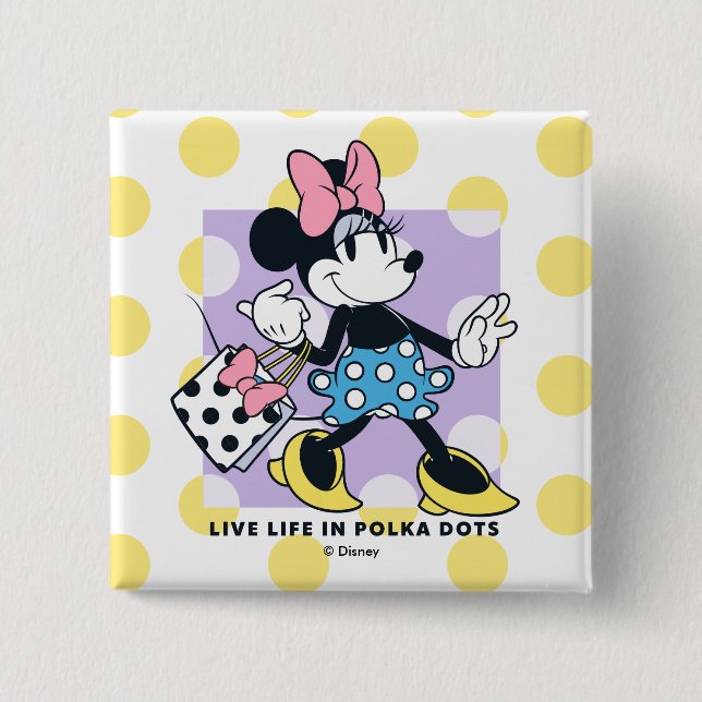 Minnie Live Life in Polka Dots Button (Front)