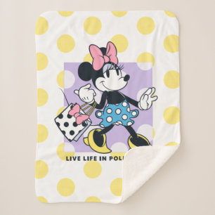 Minnie Live Life in Polka Dots Sherpa Blanket