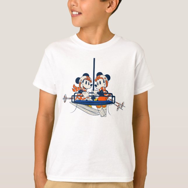 Minnie & Mickey Mouse Riding on a Ski Lift T-Shirt (Front)