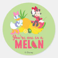 Minnie Mouse, Posing in Pink Classic Round Sticker, Zazzle