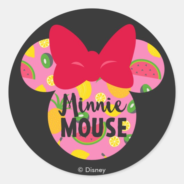 Minnie | Minnie Tropical Logo Classic Round Sticker (Front)