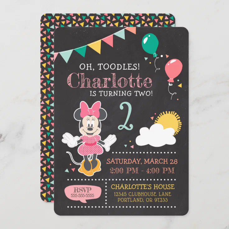 Minnie Mouse 8 Birthday Party Invitations Disney W/Envelopes 