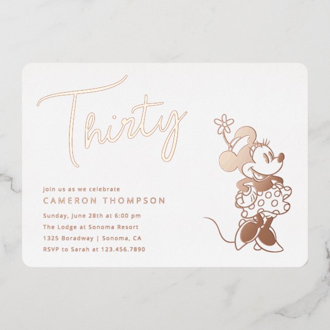 Minnie Mouse 30th Birthday  Foil Invitation (Front)