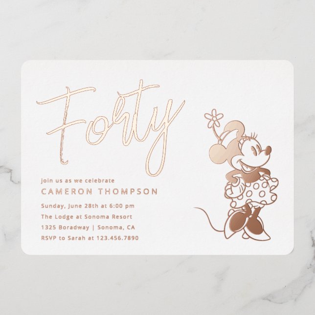 Minnie Mouse 40th Birthday  Foil Invitation (Front)