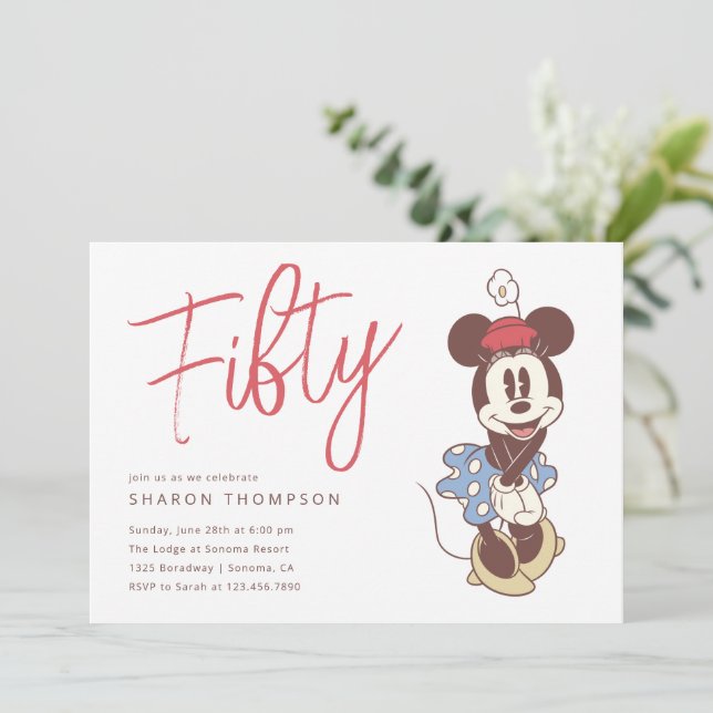 Minnie Mouse 50th Birthday  Invitation (Standing Front)