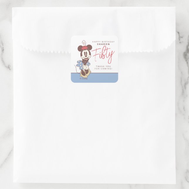 Minnie Mouse 50th Birthday  Square Sticker (Bag)