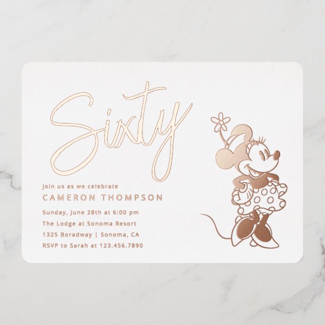 Minnie Mouse 60th Birthday  Foil Invitation (Front)