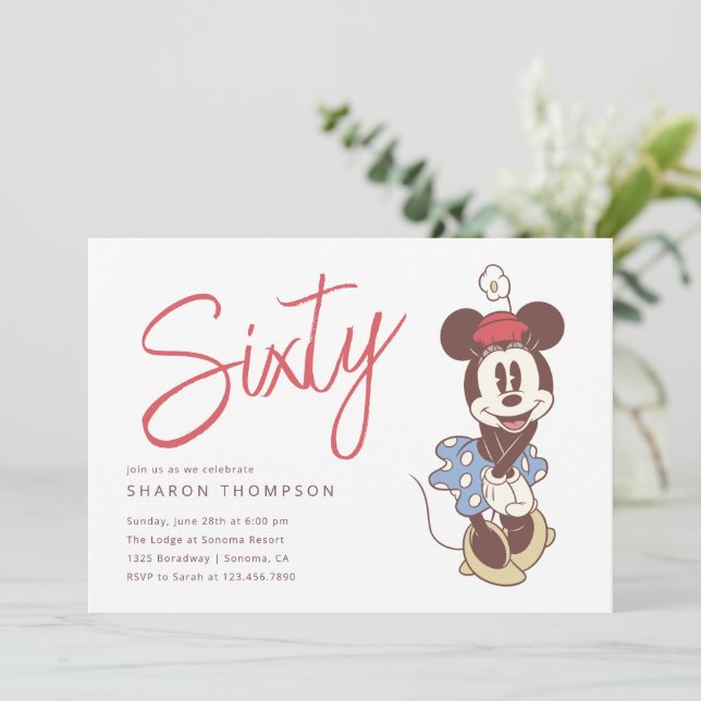 Minnie Mouse 60th Birthday  Invitation (Standing Front)