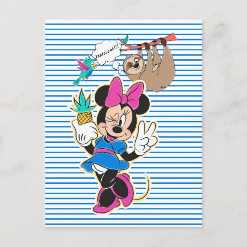 Minnie Mouse and Sloth  Photobomb Postcard