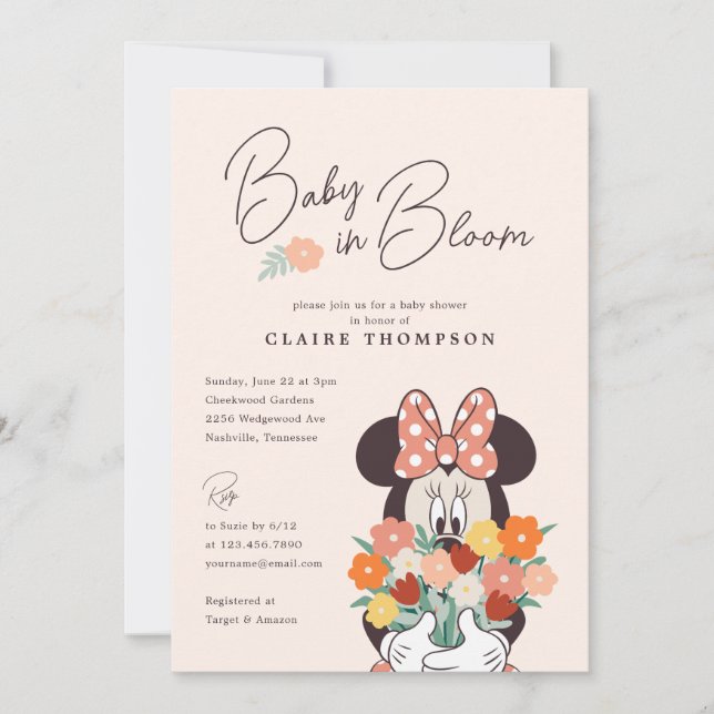 Minnie Mouse | Baby in Bloom Baby Shower Invitation (Front)