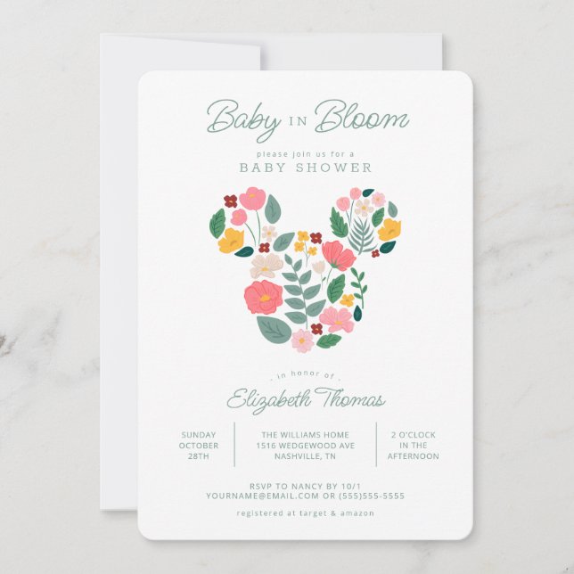 Minnie Mouse | Baby in Bloom Baby Shower Invitation (Front)