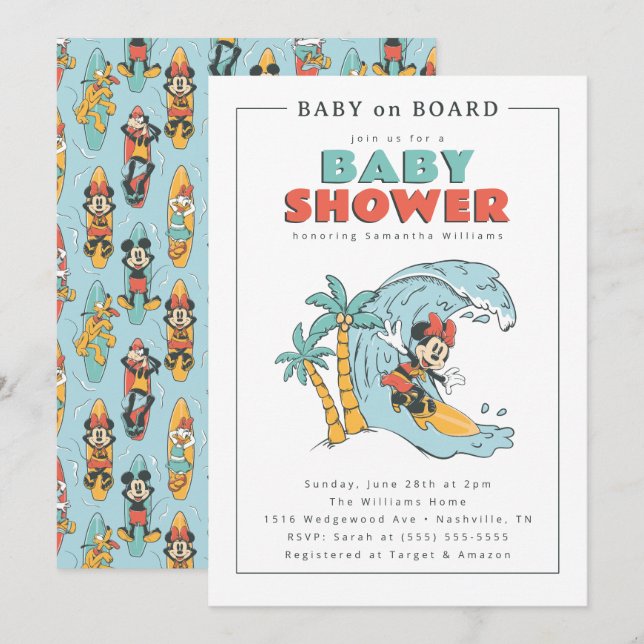 Minnie Mouse Baby on Board | Girl Baby Shower Invitation (Front/Back)