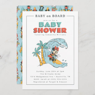 Minnie Mouse Baby on Board   Girl Baby Shower Invitation