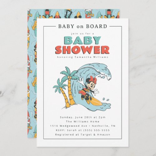 Minnie Mouse Baby on Board  Girl Baby Shower Invitation
