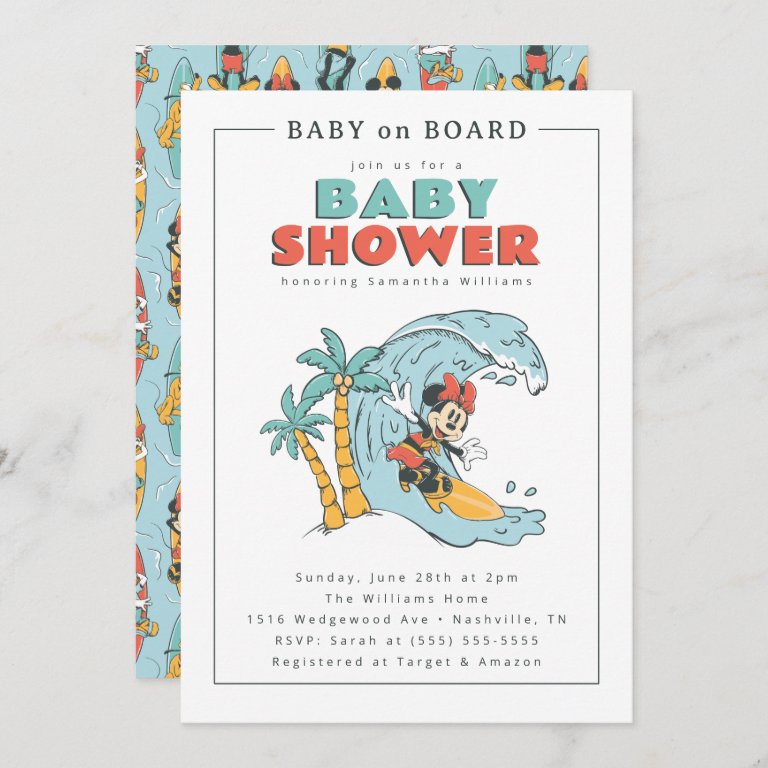 Minnie Mouse Baby on Board | Girl Baby Shower Invitation