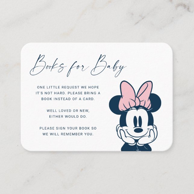Minnie Mouse Baby Shower Books for Baby Place Card (Front)