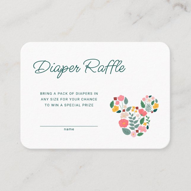 Minnie Mouse | Baby Shower Diaper Raffle Place Card (Front)
