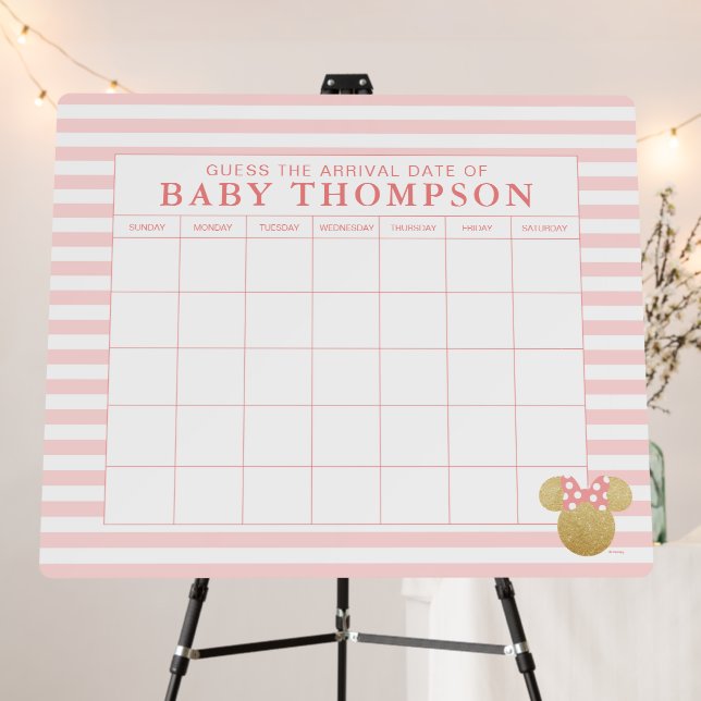 Minnie Mouse Baby Shower Guess the Due Date Poster (In Situ (Stand))